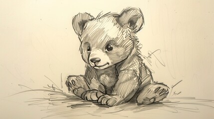 Wall Mural - Bear sketch for baby