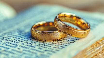 Wall Mural - Stylized Wedding Rings on a Bible