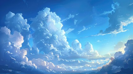 Wall Mural - Sky adorned with lovely blue hues and fluffy clouds