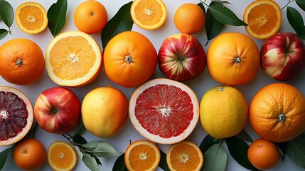 Vibrant Display of Healthy Organic Fruits in Close-Up on a White Background – Freshness, Color, and Nutrition Concepts for Diet and Wellness