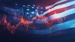 © Adi - Stock market green red color economy. usa flag background. Trends economic Effect recession on US economy