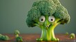 © TheWaterMeloonProjec - Picture a vibrant cartoon broccoli character donning varied expressions serving as the 2d mascot