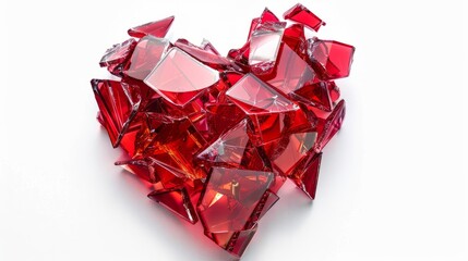 A broken glass heart image symbolizes the pain of divorce or breakup. Concept of divorce, misunderstanding in family.