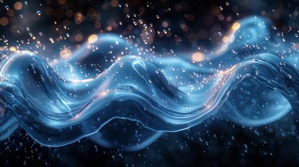 Wall Mural - this image captures a mesmerizing display of blue waves with glittering light particles for an other