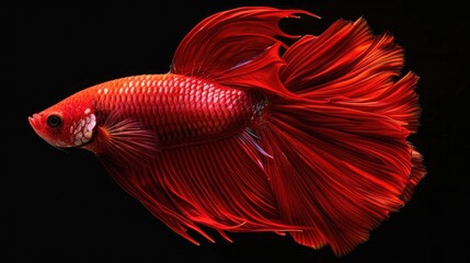 Wall Mural - Red dragon betta fish a type of siamese fighting fish