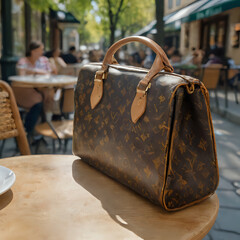 Wall Mural - a brown louis vuitton bag sitting on a table