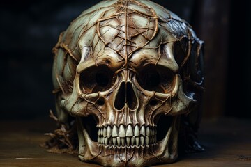 Ancient Tomb skull creepy. Terror royal. Generate Ai