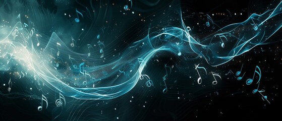 Wall Mural - a visually striking abstract music background with elements reminiscent of musical notes, waves