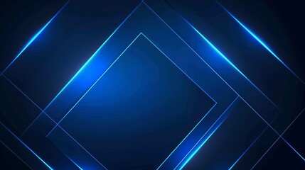 Wall Mural - abstract blue glowing geometric lines on a dark background are showcased representing a futuristic t