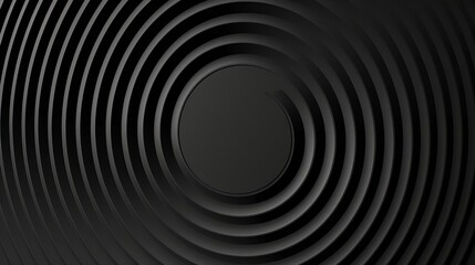 Wall Mural - An abstract black background with circle lines pattern is depicted featuring modern shiny black and gray gradient lines suitable for wallpaper backdrop banner or poster