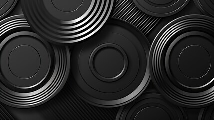 Poster - an abstract black background with circle lines pattern is depicted featuring modern shiny black and 