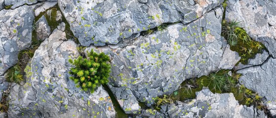 Wall Mural - Gray stone adorned with verdant moss, a mosaic of textures revealing the intricate beauty of the outdoors