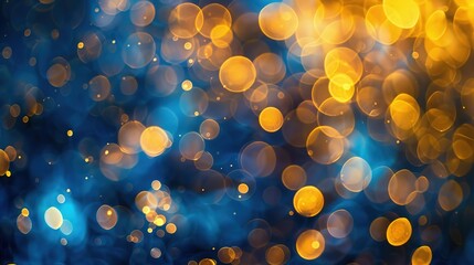 Poster - Abstract blur bokeh background. Yellow gold and navy blue colors bokeh background