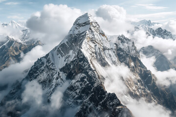 Wall Mural - drone shot of a majestic mountain peak