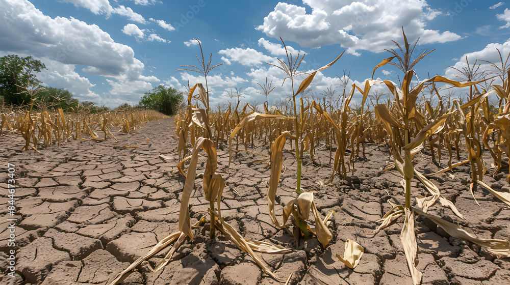 Corn plants wilting and dead in cornfield. Herbicide damage, drought ...