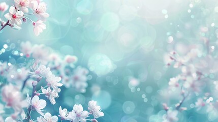 abstract nature background with spring blooming flowers ; spring blossoms landscape