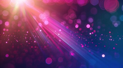 Canvas Print - Abstract neon light with lens flare effect on black background. Colorful defocused pink blue purple neon lighting flare background