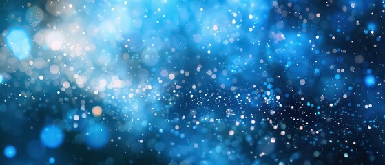 Wall Mural - A bright blue bokeh background with blurred lights, creating a festive and colorful atmosphere suitable for Christmas designs