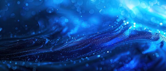 Wall Mural - A bright blue bokeh background with blurred lights, creating a festive and colorful atmosphere suitable for Christmas designs