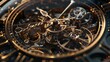 © Liliia - Enlarged gold and black movement in a large watch. An exquisite luxury watch. Close-up