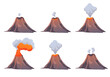© PrettyVectors - Volcano eruption steps isolated set. Vector graphic design illustration