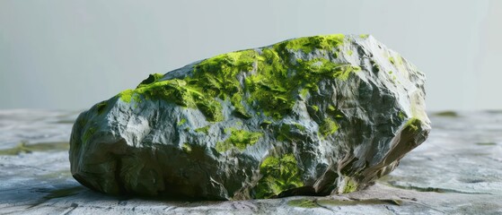 Wall Mural - a stone enveloped in vibrant green moss stands as a testament to the beauty of natural simplicity