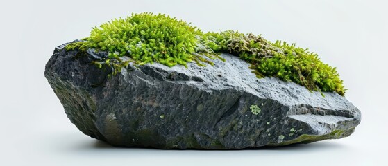 Wall Mural - a stone enveloped in vibrant green moss stands as a testament to the beauty of natural simplicity