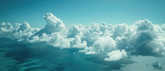 white clouds above a bright blue ocean