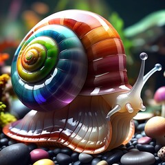 colorful high-resolution transparent effect snail illustration