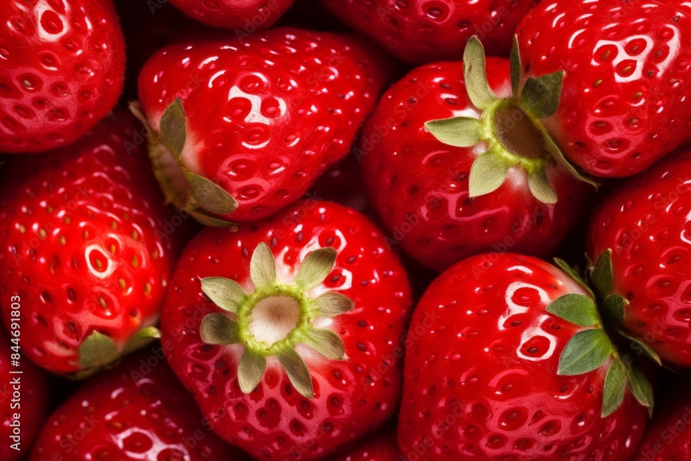 Macro Texture of Fresh Strawberry with Water Droplets: A Vibrant and ...