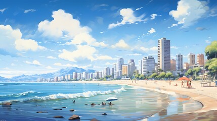 Wall Mural - Panoramic view of Waikiki Beach, Honolulu, Oahu, Hawaii