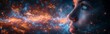© Andrea Marongiu - Woman with glowing particles flowing from her mouth symbolizes scientific discovery and the power of ideas, evoking intelligence, inspiration, and energy. Panoramic header