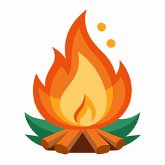 Wall Mural - campfire on white background 