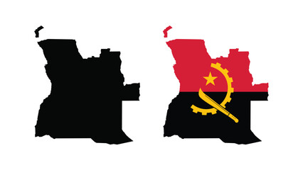 Vector Angola Map. Map of Angola with National Flag.
