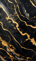 Wall Mural - Elegant Black and Gold Marble Texture for Luxury Design