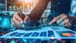 © Ganesha88 - analysis working with the latest financial results. Analysis of sales forecast graphs, financial accounting with hand writing Abstract digital effect for background