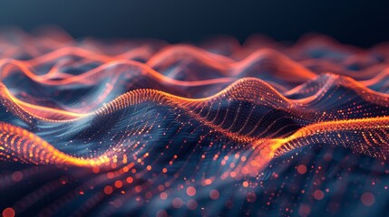 Wall Mural - The image is a computer generated wave with orange and blue colors