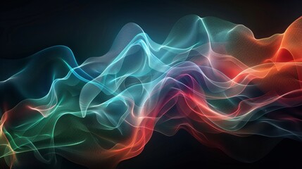 Wall Mural - A colorful wave of light with a black background