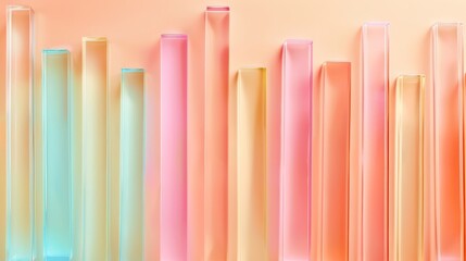 Wall Mural - A row of colorful glass tubes are lined up on a table
