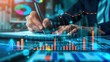 © Ganesha88 - analysis working with the latest financial results. Analysis of sales forecast graphs, financial accounting with hand writing Abstract digital effect for background