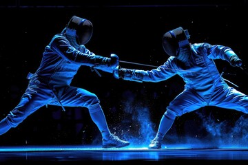 Wall Mural - fencing duels in Olympic competition matches professional photography