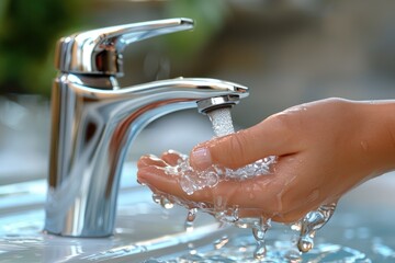 Wall Mural - hand washing with water professional photography