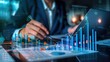 © Ganesha88 - analysis working with the latest financial results. Analysis of sales forecast graphs, financial accounting with hand writing Abstract digital effect for background