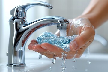 Wall Mural - hand washing with water professional photography