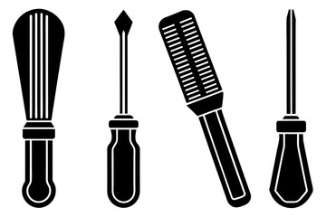 Sticker - Screw driver collection tools silhouette illustration