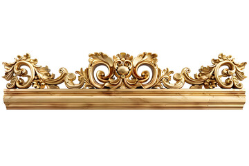 Poster - Antique golden baroque jewelry frame on a light background, Ornament elements, vintage gold floral designs, Golden Crown