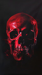 Wall Mural - red skull on a black background