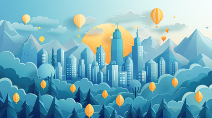 Sticker - a landscape illustration that symbolizes the vibrant market culture in which startups operate