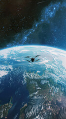 Wall Mural - drone in normal earth coordinate system concept technology in space