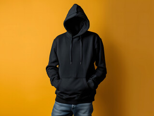 Blank black hoodie mockup